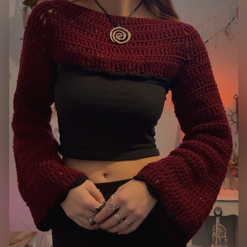 Crochet Bell Sleeve Shrug - SOLD